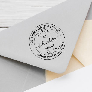 Elegant Family Name Return Address Rubber Stamp