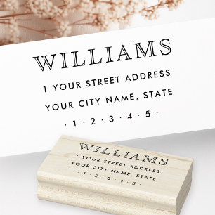 Elegant family name surname return address rubber stamp