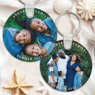 Elegant Family Personalised Modern Simple 2 Photo Key Ring