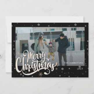 Elegant Family Photo and Name | Happy Holidays Holiday Card