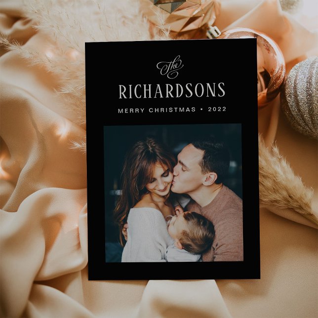 Elegant Family Photo and Name | Merry Christmas Holiday Card (Creator Uploaded)