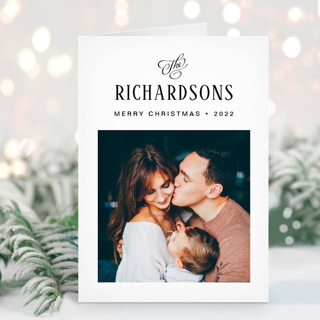 Elegant Family Photo and Name | Merry Christmas Holiday Card (Creator Uploaded)