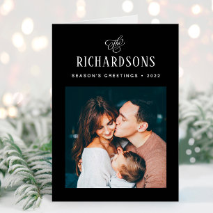 Elegant Family Photo and Name Season's Greetings Holiday Card