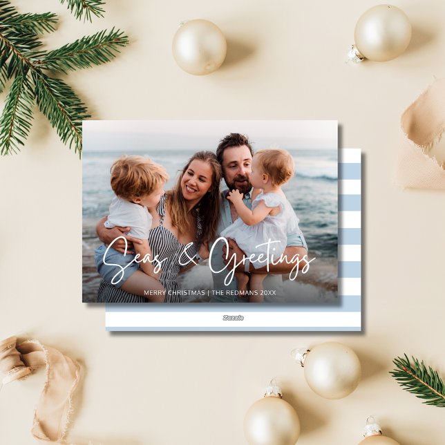 Elegant Family Photo Beach Christmas  Holiday Card (Elegant Family Photo Beach Christmas Holiday Card)