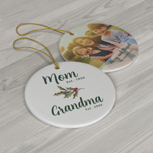 Elegant Family Photo Christmas Keepsake Ceramic Ornament