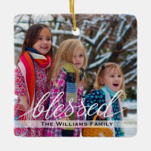 Elegant Family Photo Christmas Winter Ceramic Tree Decoration