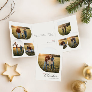 Elegant Family Photo Collage Merry Christmas Tri-Fold Invitation