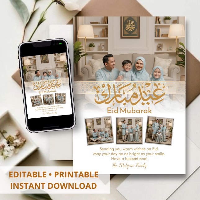 Elegant Family Photo Eid Mubarak Card (Creator Uploaded)