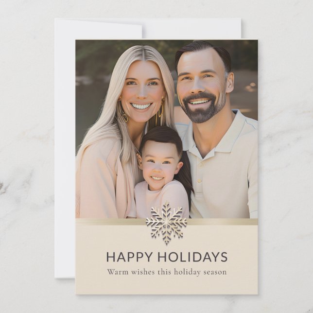 Elegant Family Photo Flat Holiday Card (Front)