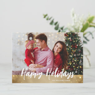 Elegant Family Photo Happy Holidays Card 