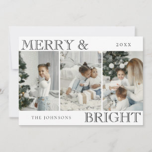 Elegant Family Photo Merry and Bright Christmas Holiday Card