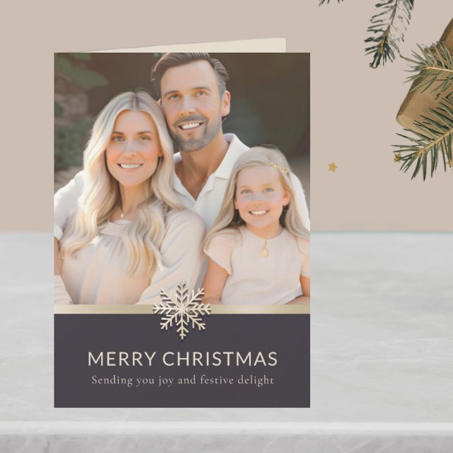 Elegant Family Photo Merry Christmas Card (Creator Uploaded)
