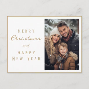 Elegant Family Photo Merry Christmas New Year Postcard