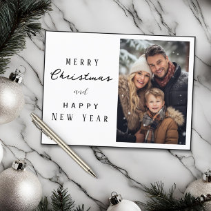 Elegant Family Photo Merry Christmas New Year Postcard