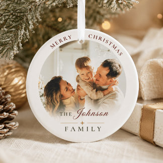 Elegant Family Photo Merry Christmas Ornament