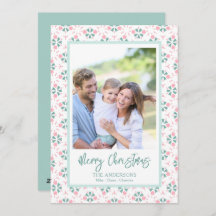 Elegant Family Photo Pattern Script Christmas