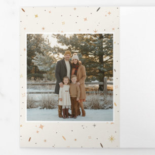 Elegant Family Photo Portrait Collage Christmas Tri-Fold Announcement