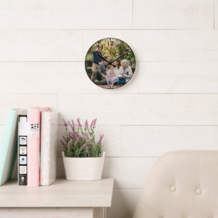 Elegant Family Photo Round Clock Personalized