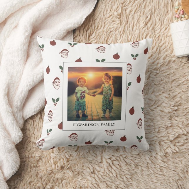 Elegant family photos personalized christmas cushion (Blanket)
