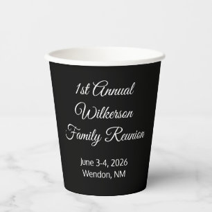 Elegant Family Reunion Black  Paper Cups