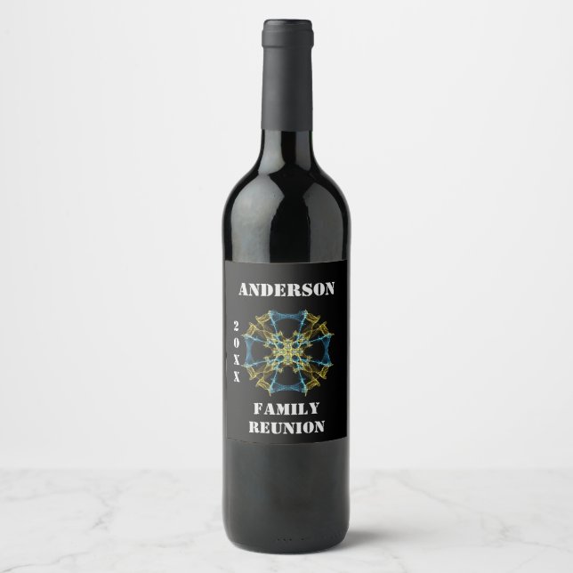 Elegant Family Reunion Celestial Kaleidoscope Wine Label (Front)