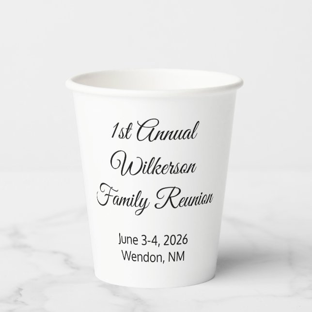 Elegant Family Reunion  Paper Cups (Front)