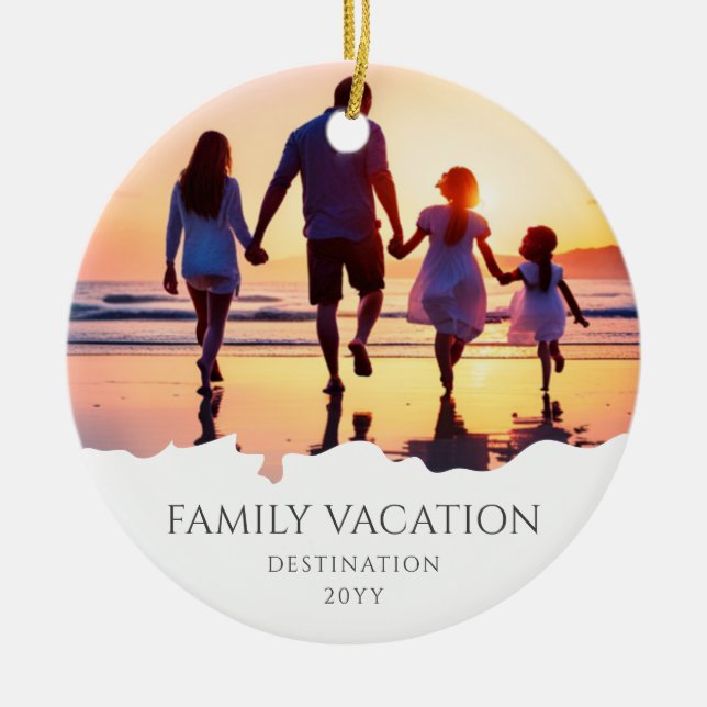 Elegant Family Vacation | Family Trip Photo Ceramic Ornament (Front)