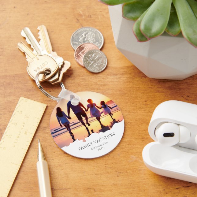 Elegant Family Vacation | Family Trip Photo Key Ring (Desk)