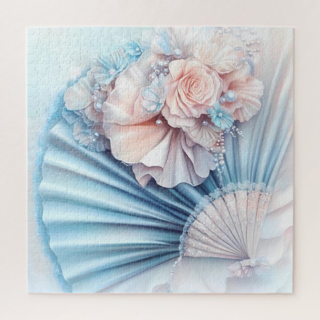 Elegant Fan and Florals Jigsaw Puzzle (Vertical)