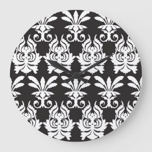 Elegant Fan Motifs in Golden Art Deco. Large Clock