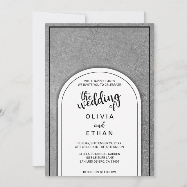 Elegant fancy black and white Wedding Invitation (Front)