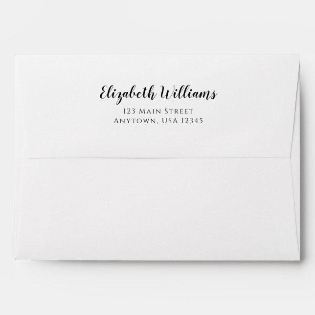 Elegant Fancy Cursive Script A7 5x7 Return Address Envelope (Back (Top Flap))