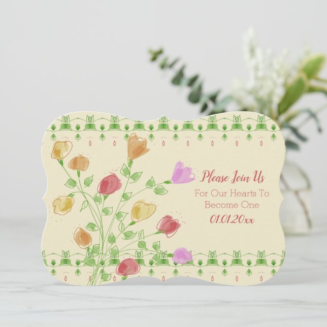 Elegant Fancy Floral  Wedding Day Announcement (Standing Front)