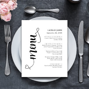 Elegant Fancy Script Wedding Menu Card For Plate