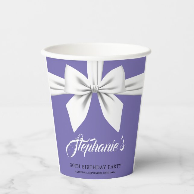 Elegant Fancy Tiffany Birthday Tableware Purple Paper Cups (Front)