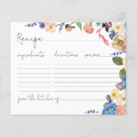 Elegant Fantastic Floral Bridal Shower Recipe Card