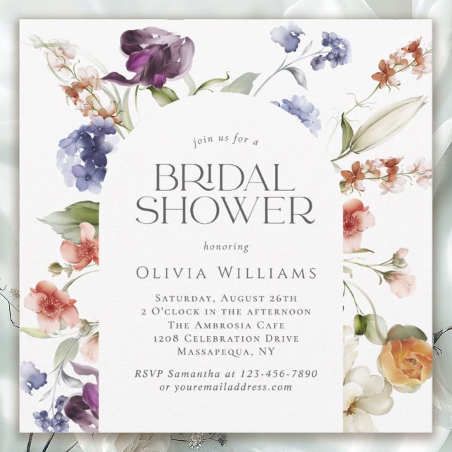 Elegant Fantasy Floral Bridal Shower Invitation (Available in both printed and digital download formats.)