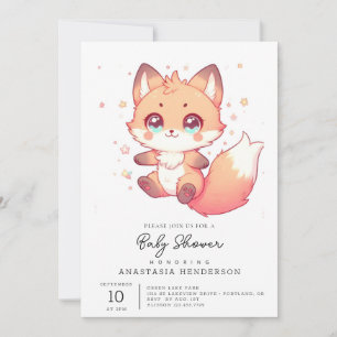 Elegant Fantasy Fox Baby Shower Invitation