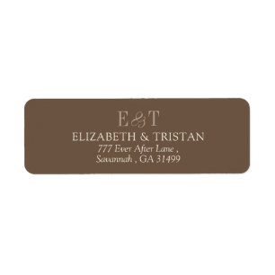 Elegant Farmhouse Brown Minimalist Wedding Return Address Label