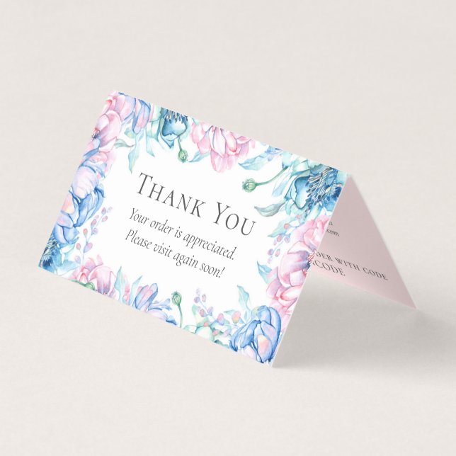 Elegant Farmhouse Watercolor Floral Thank You Card (Front)
