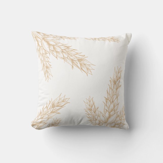 Elegant Farmhouse Wheat Stalks Cushion (Front)