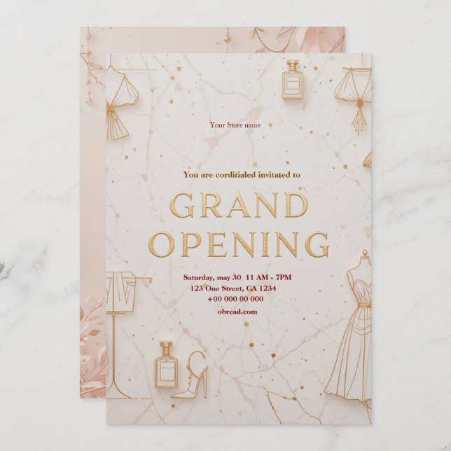 Elegant Fashion Boutique Grand Opening Invitation  (Front/Back)