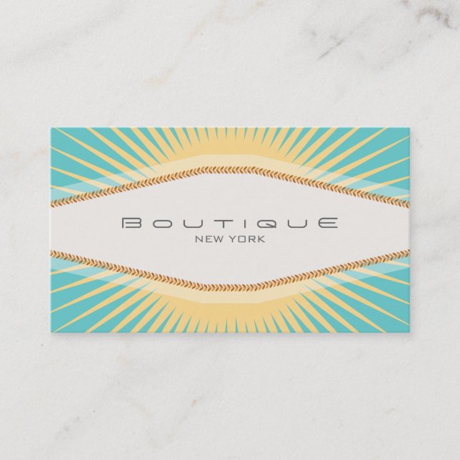Elegant Fashion Boutique Turquoise Yellow Retro Business Card (Front)