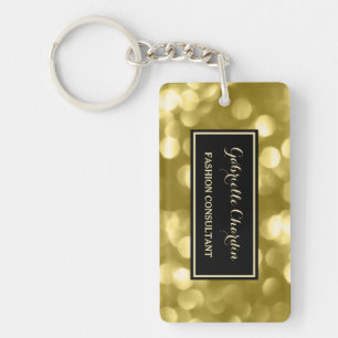 Elegant Fashion Consultant Glamourous Gold Bokeh Key Ring