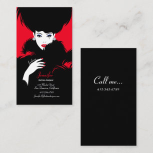 Elegant Fashion Designer Black & Red Business Card
