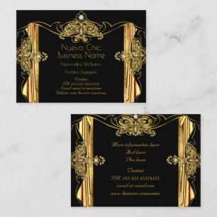Elegant Fashion Designer Gold Black Drapes Business Card