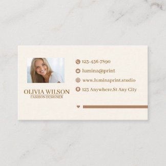 Elegant Fashion Designer Minimalist Photo Boho Business Card
