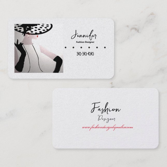 Elegant Fashion Designer Polka Dot Hat  Business Card (Front/Back)