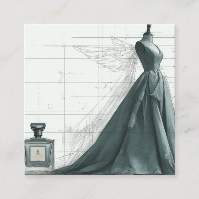 Elegant Fashion Enclosure Card – Gown & Perfume  (Front)