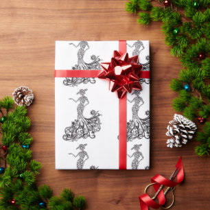 Elegant Fashion Lady Silhouette Line Art Wrapping  Paper